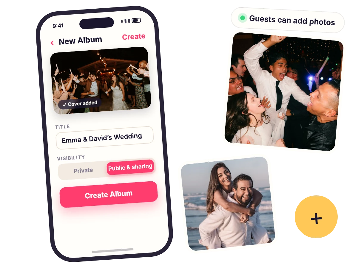 Setting up a shared wedding album in the Pho-To app